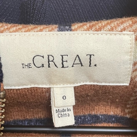 THE GREAT. Sherpa Bomber in Woodsmoke Plaid - Picture 8 of 13